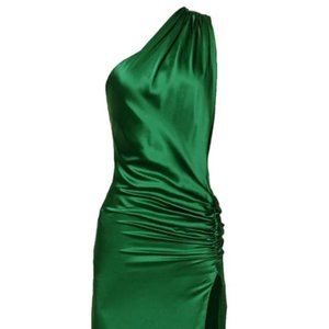 NWT AQUAREL STUDIO: NEREIDES ONE-SHOULDER SILK SLIP DRESS